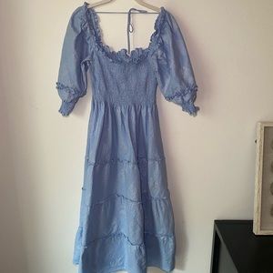 Hill House Home Nesli Nap Dress in Light Blue Glitter Check, Size L